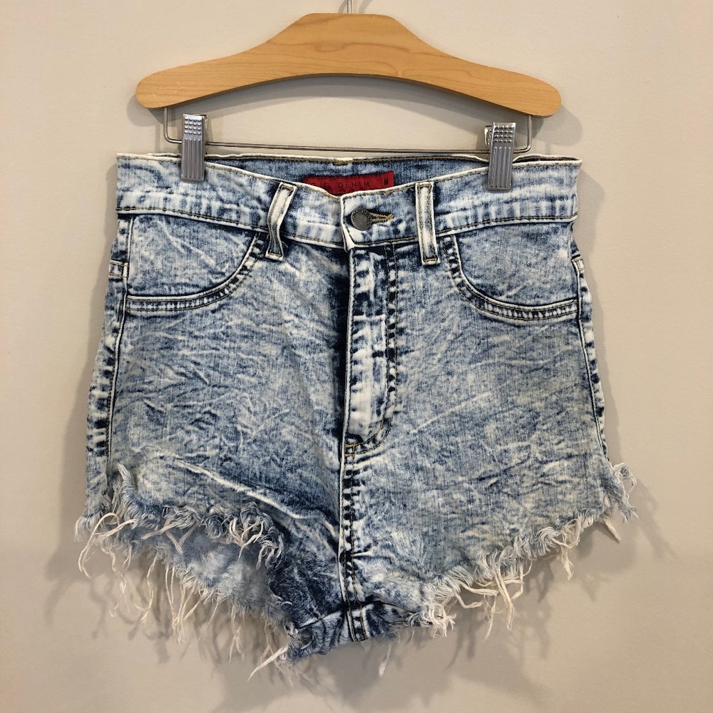 High Waisted Acid Wash Jean Shorts